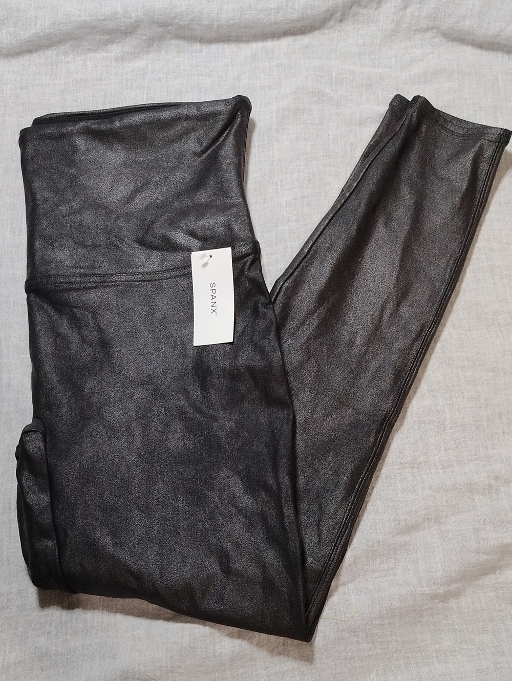 NWT Brand New Chic Spanx Faux Leather Fleece Lined Leggings Pants Black Size 2X